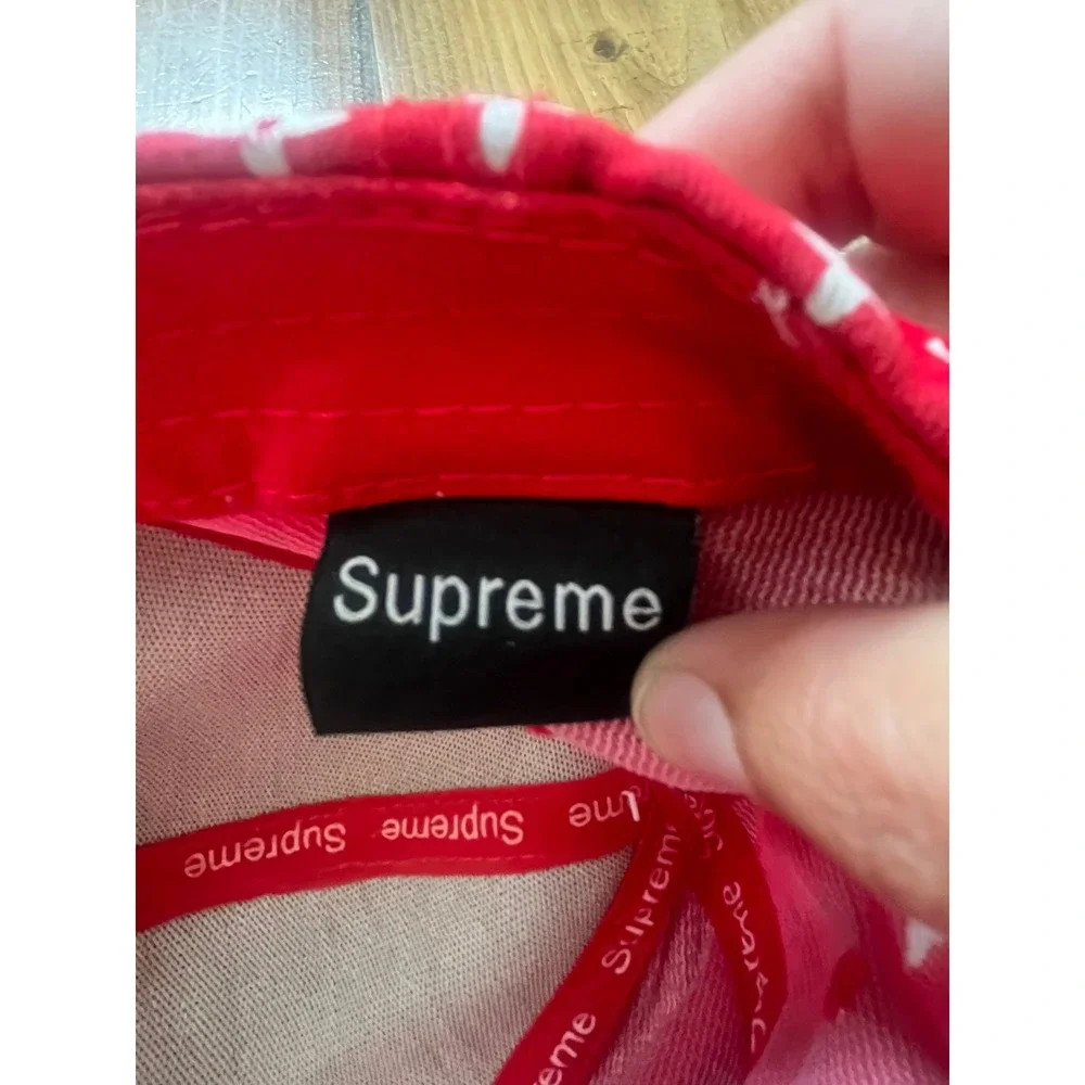 Supreme Louis Vuitton Monogram Baseball Cap Red White LV Box Logo Hat Adjustable